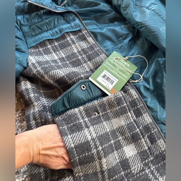 Toad&Co Breckinridge women’s jacket wool Hybrid puffy turquoise gray plaid NWT M - Picture 5 of 16